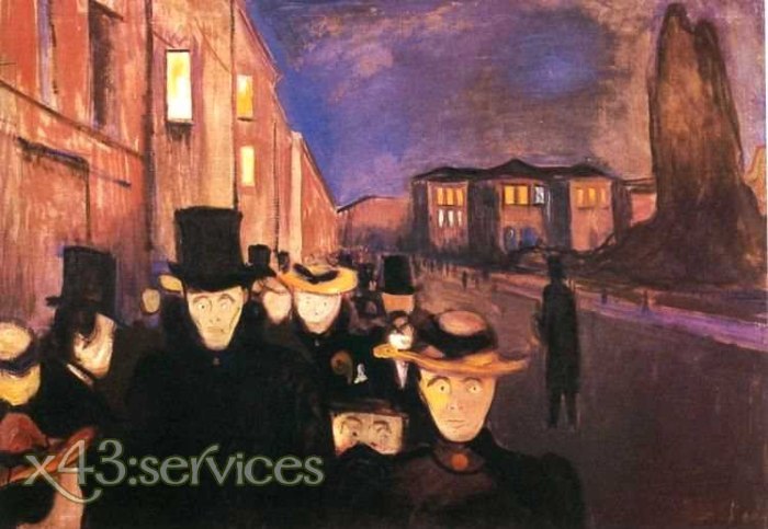 Edvard Munch - Abend auf der Karl Johan Strasse - Evening on Karl Johan Street - zum Schließen ins Bild klicken